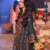 dark grey color embroidered twisted silk pakistani wedding suits