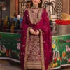 Dark Magenta Embroidered Twisted Silk pakistani eid suits