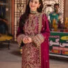 Dark Magenta Embroidered Twisted Silk pakistani party suits