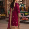 Dark Magenta Embroidered Twisted Silk pakistani salwar suits
