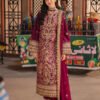 Dark Magenta Embroidered Twisted Silk pakistani suits