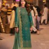 Green Color Embroidered Twisted Silk Pakistani Suits