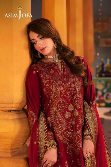 Maroon Color Embroidered Twisted Silk Pakistani Party Suits