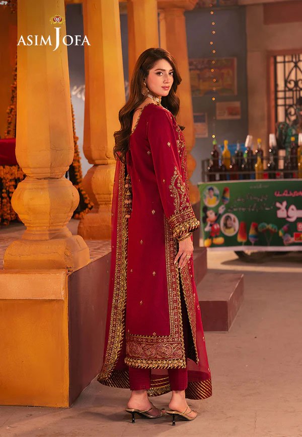 Maroon Color Embroidered Twisted Silk Pakistani Salwar Suits