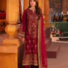 Maroon Color Embroidered Twisted Silk Pakistani Suits