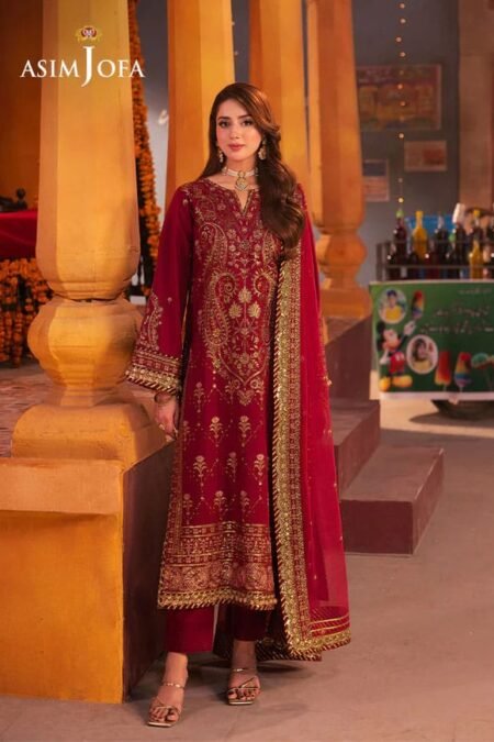Maroon Color Embroidered Twisted Silk Pakistani Suits