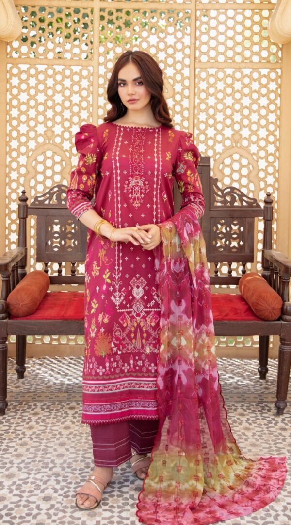 Maroon Color Printed Luxury Lawn Salwar Kameez