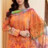 Orange Color Printed Luxury Lawn Dresses Online