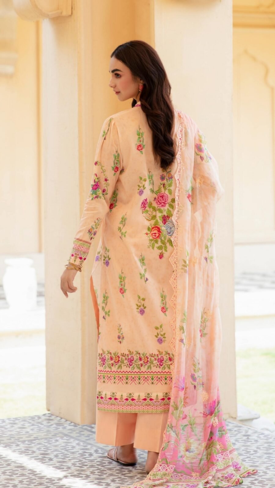 Peach Color Printed Luxury Lawn Suits online