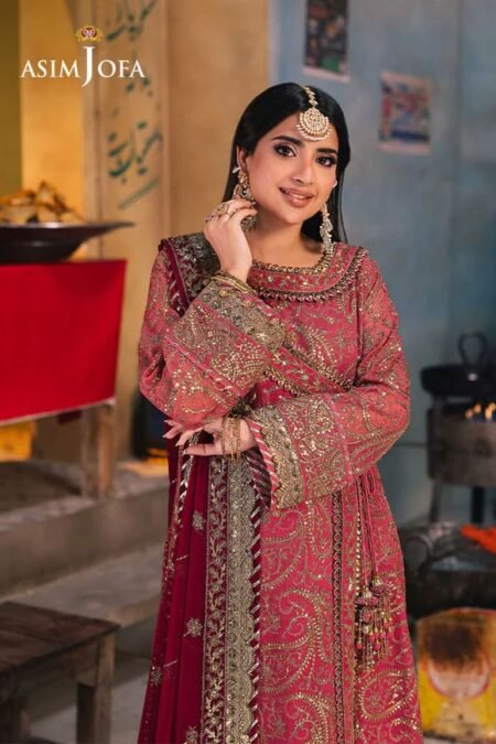 Pink Color Embroidered Chiffon Pakistani Wedding Suits