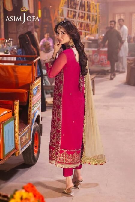 Pink Color Embroidered Net Pakistani Salwar Kameez