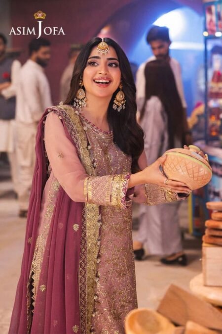 Pink Color Embroidered Chiffon Pakistani Wedding Suits