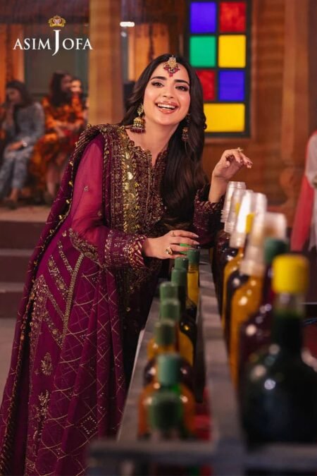 Purple Color Embroidered Chiffon Pakistani Salwar Suit