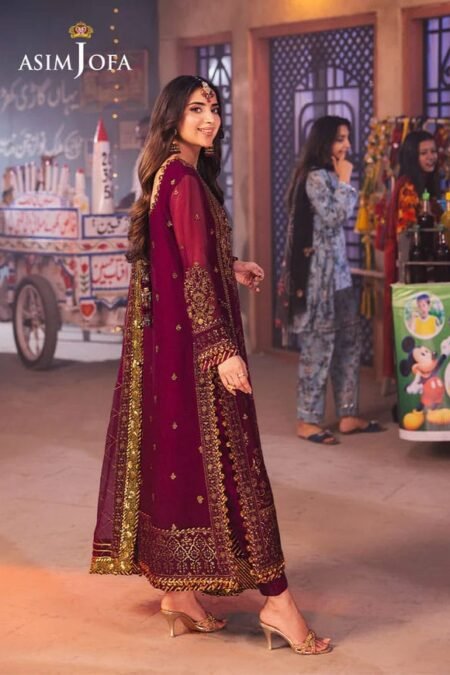Purple Color Embroidered Chiffon Pakistani Suit with Dupatta
