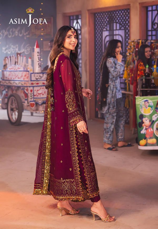 Purple Color Embroidered Chiffon Pakistani Suit with Dupatta