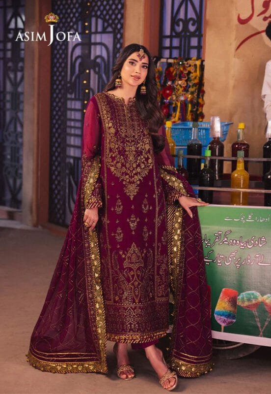 Purple Color Embroidered Chiffon Pakistani Suits