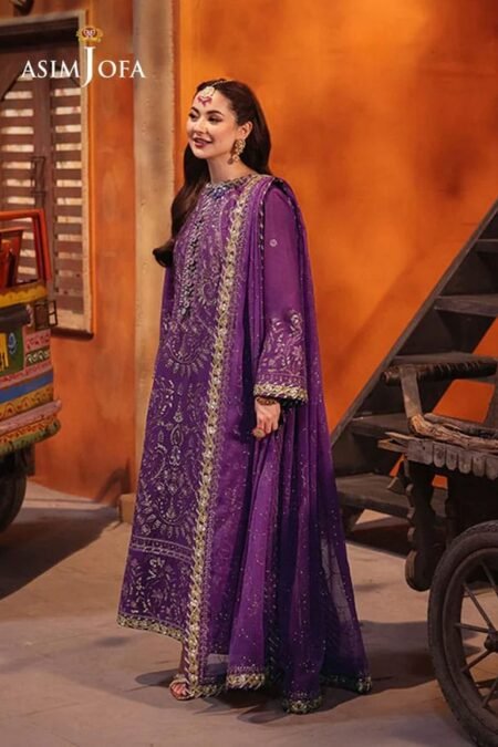 Purple Color Embroidered Twisted Silk Pakistani Eid Suit 2025