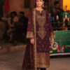 Purple Color Embroidered Twisted Silk Pakistani Eid Suits 2025