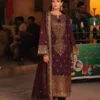 Purple Color Embroidered Twisted Silk Pakistani Eid Suits 2025