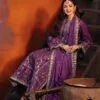 Purple Color Embroidered Twisted Silk Pakistani Party Suits