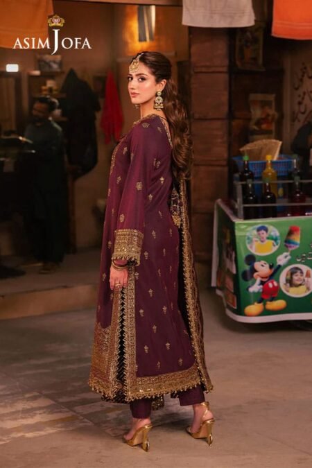 Purple Color Embroidered Twisted Silk Pakistani Salwar Suits