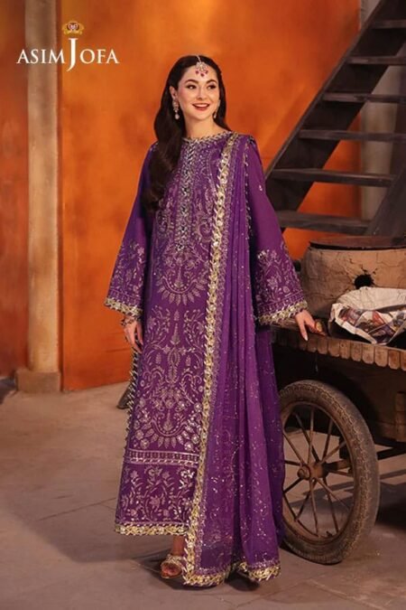Purple Color Embroidered Twisted Silk Pakistani Suit