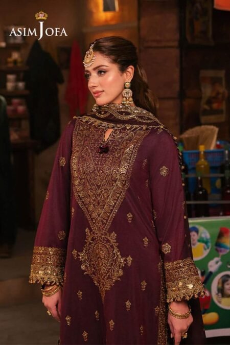 Purple Color Embroidered Twisted Silk Pakistani Suits Online