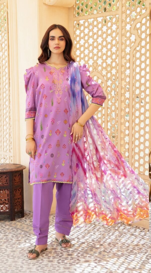 purple Printed Luxury Lawn Pakistani Suits