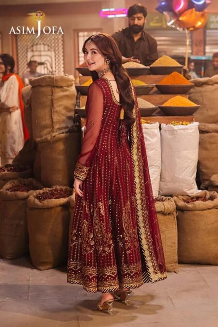 Red Color Embroidered Net Pakistani Eid Suits 2025