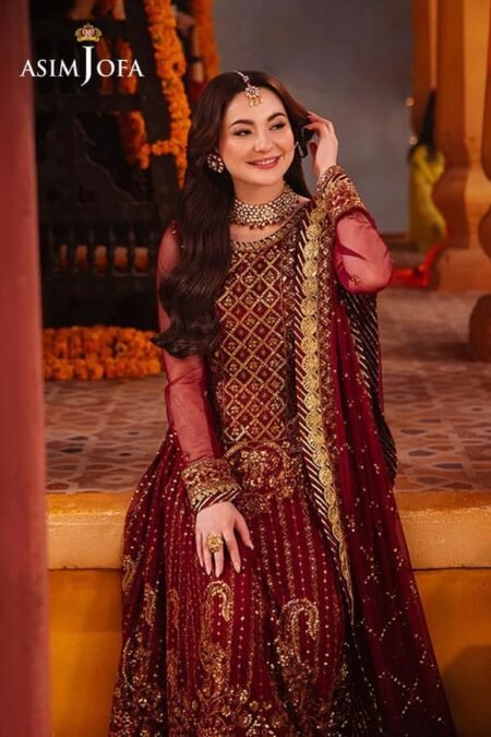 Red Color Embroidered Net Pakistani Wedding Suits