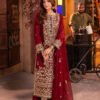 Rust Color Embroidered Twisted Silk Pakistani Eid Suits