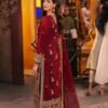 Rust Color Embroidered Twisted Silk Pakistani Salwar Kameez