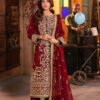 Rust Color Embroidered Twisted Silk Pakistani Suits