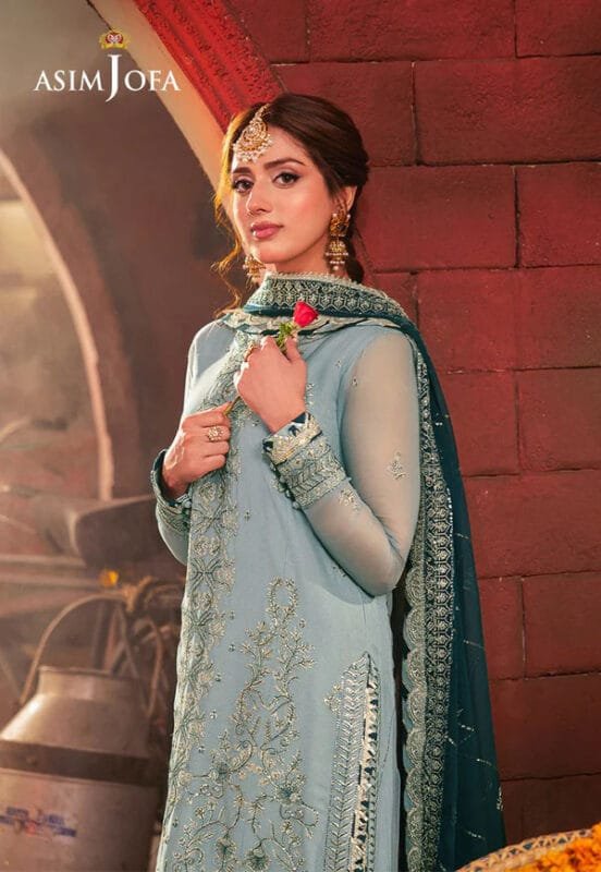 Sea Green Color Embroidered Chiffon Pakistani Eid Suits 2025