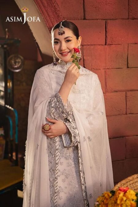 White Color embroidered chiffon pakistani eid suits