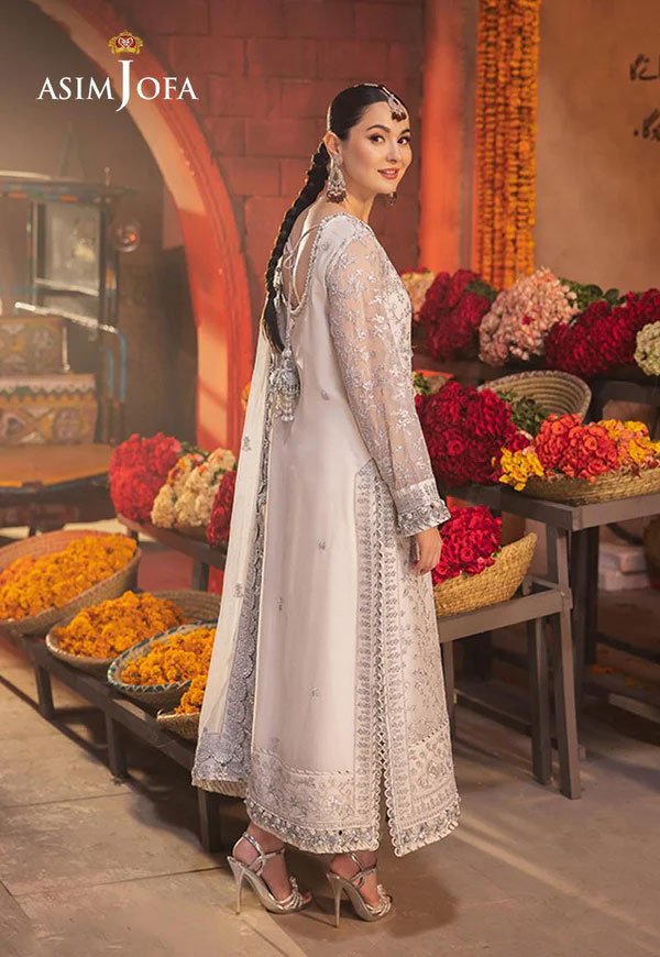 White Color embroidered chiffon pakistani suit