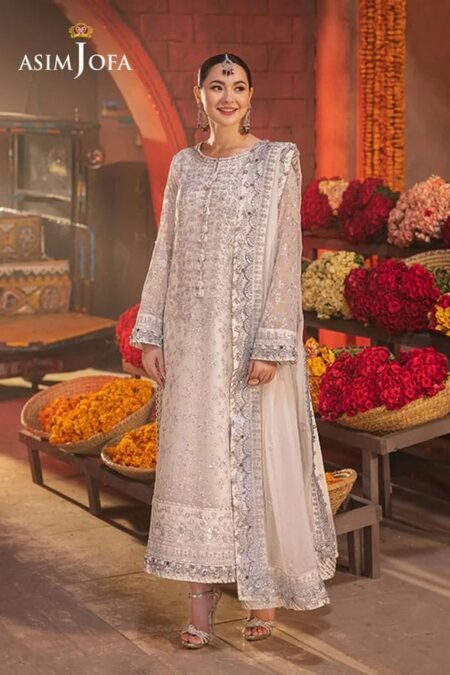 White Color embroidered chiffon pakistani suits