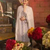 White Color embroidered chiffon pakistani wedding suits