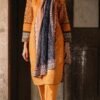 mustard color unstitched embroidered Pakistani Salwar Suits