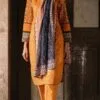 mustard color unstitched embroidered Pakistani Salwar Suits