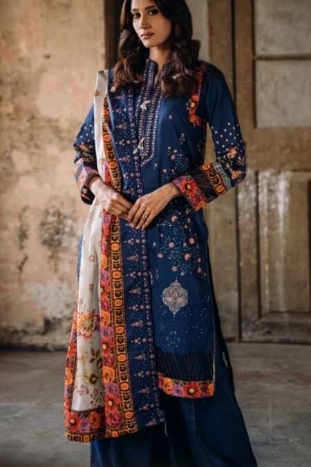 blue color embroidered lawn pakistani suits