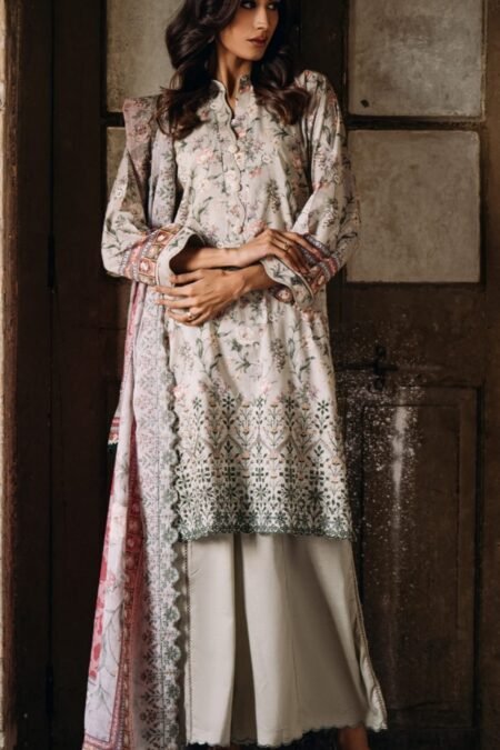 Off white unstitched embroidered pakistani salwar suits
