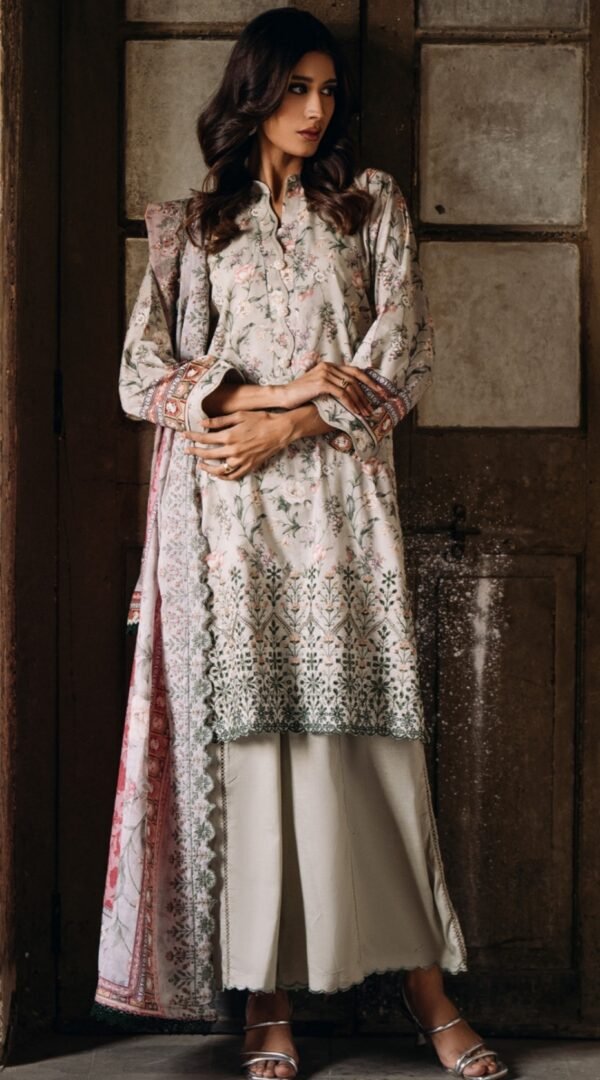 Off white unstitched embroidered pakistani salwar suits