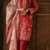red color unstitched pakistani lawn suits