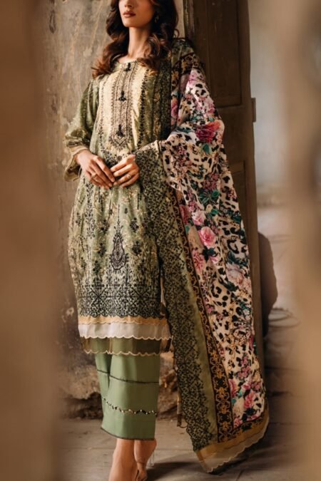 green color with cutwork dupatta pakistani suits
