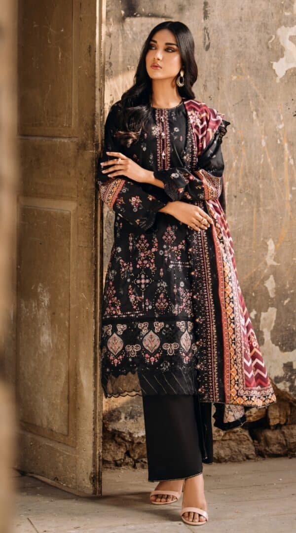 black color unstitched embroidered pakistani suits