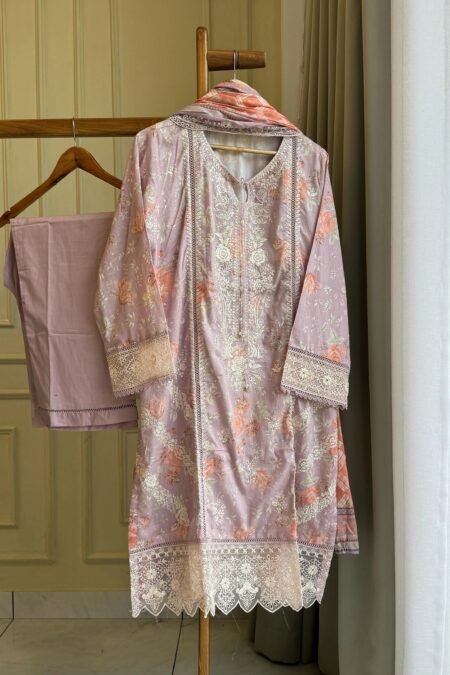 Signature Lawn Suit Featuring Cutwork- 07