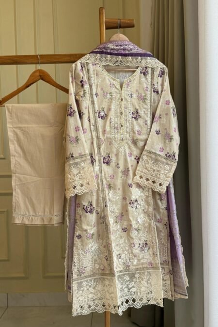 Signature Lawn Suit Featuring Cutwork- 09