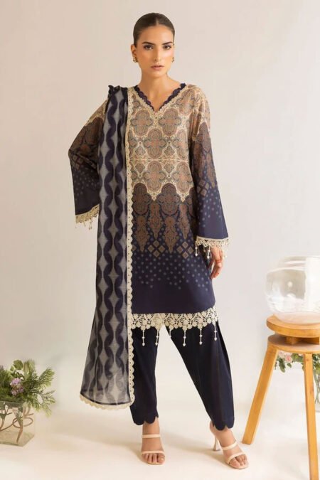 3 Piece Unstitched Printed Lawn Suit - 15
