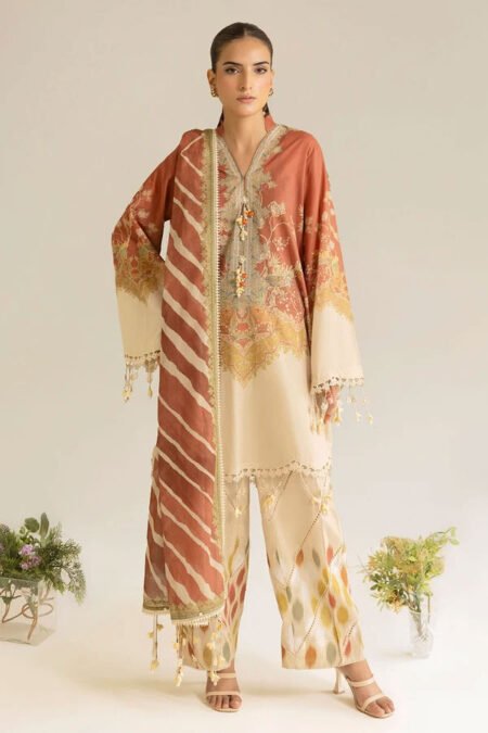 3 Piece Unstitched Printed Lawn Suit - 16